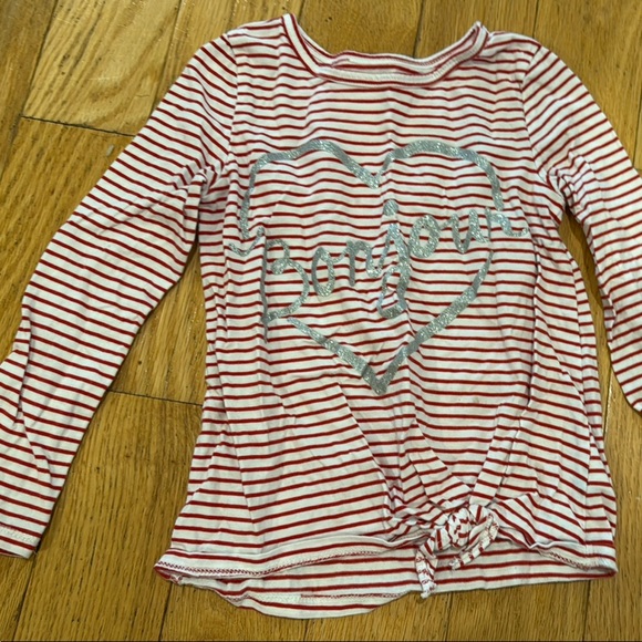 Carter's Red and White Striped Shirt with Silver Heart - Picture 1 of 3